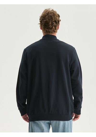 Lcwaıkıkı Basic Lacivert Kolej Yaka Uzun Kollu Erkek Fermuarlı Sweatshirt