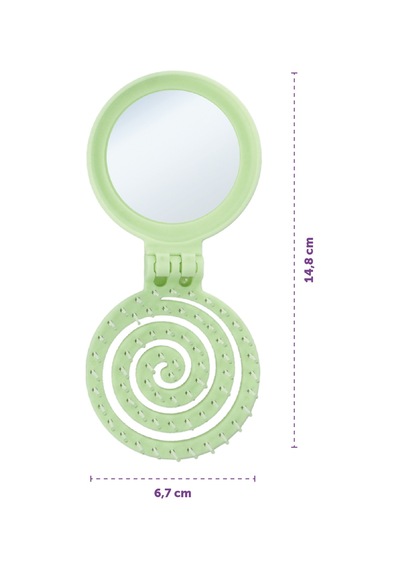 Beauty Makaron Saç Fırçası - 3d Esnek, Aynalı, Çanta Boy - Compact Detangler Yeşil