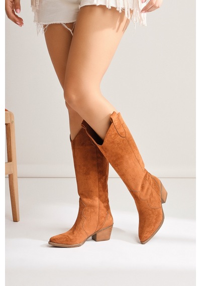 Limoya Lhena Taba Süet Western Çekme Çizme 001