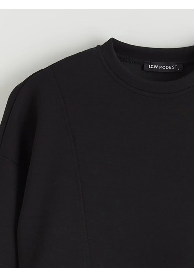 Lc Waikiki Siyah Soft Touch Kadın Sweatshirt Tunik