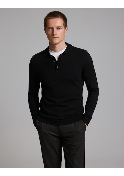 Pierre Cardin Siyah Slim Fit Düğmeli Polo Yaka Basic Triko Kazak 50333894-vr046 Pierre Cardin Siyah Slim Fit Düğmeli Polo Yaka Basic Triko Kazak 50333894-vr046