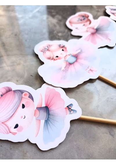 15adet Sevimli Balerin Cupcake Kürdanı Doğum Günü Süsü