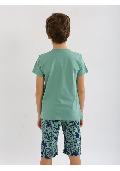 Vitmo Erkek Çocuk Kısa Kollu Kapri %100 Pamuklu Pijama Takımı Trainer ÇAĞLA