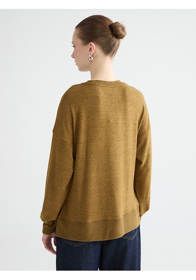 Lcw Everyday Sarı Bisiklet Yaka Oversize Kadın Sweatshirt