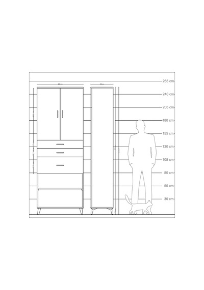Arges Dolap 4 Raflı 3 Çekmeceli 2 Kapaklı 88x30x243 Aytaşı-çam Aytaşı
