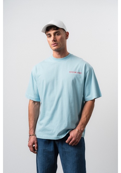 Respire Erkek Cort Baskılı Oversize T-shirt Bebe Mavi Bebe Mavisi