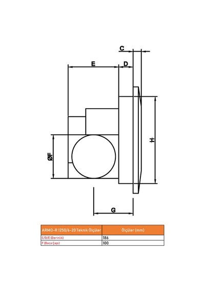 Bahçıvan 26.5x26.5 cm BPR 1015 1550 D/D 220/230V  Monofaze Plastik Radyal Banyo-Tuvalet Aspiratörü