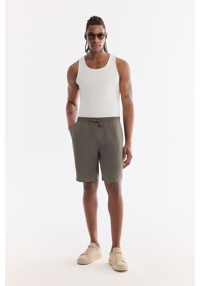 Avva Erkek Haki Beli Lastikli Nefes Alan Modal Karışımlı Soft Touch Relaxed Fit Şort A61y3703
