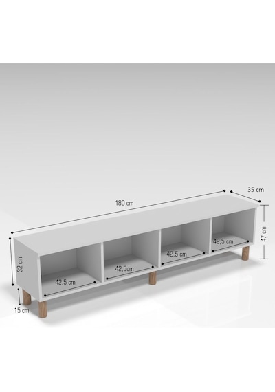 Bohem Tarz 180 Cm 4 Kapaklı Mdf Kapak Tv Ünitesi Ceviz
