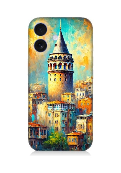 Apple iPhone 16 Plus Uyumlu Galata Da Renkli Işıklar Desenli Silikon Kılıf Çok Renkli