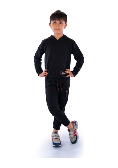 Mnk Baby & Kids Team Kanguru Cepli Kapüşonlu Çocuk Eşofman Mnk10074 siyah