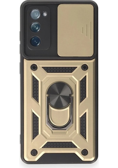 Cosmotex Newface Samsung Galaxy Uyumlu  S20 Fe Kılıf Pars Lens Yüzüklü Silikon - Gold