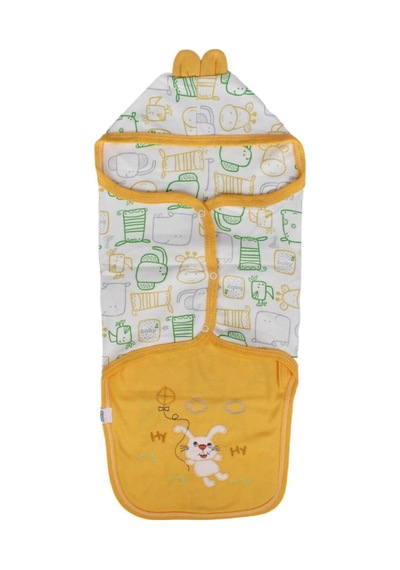 Unisex Sarı Renkli Hayvan Desenli Kundak Battaniye Çok Renkli