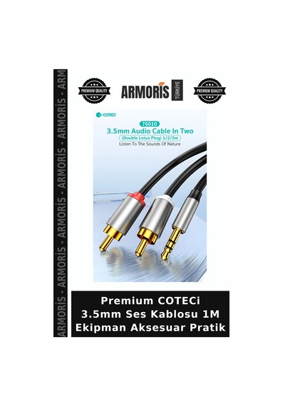Premium Coteci 3.5mm Ses Kablosu 1m Ekipman Aksesuar Pratik