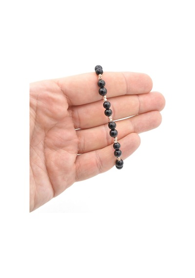 Murty99 Makrome Model Hakiki Şungit Taşı Bileklik 6 Mm Siyah