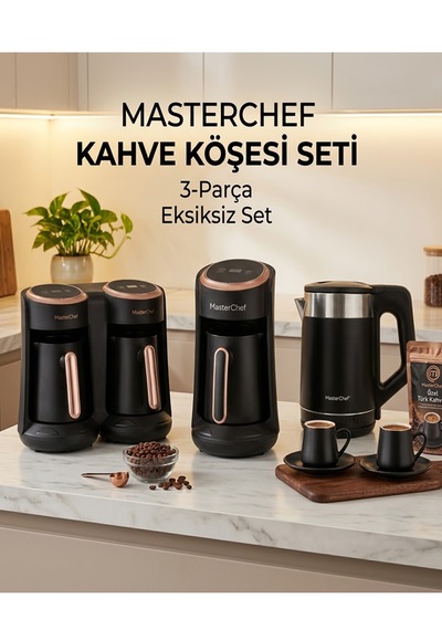 Masterchef Kahve Köşesi Seti 3 Ü Birarada-ikili Ve Tekli Kahve Makinesi-kettle