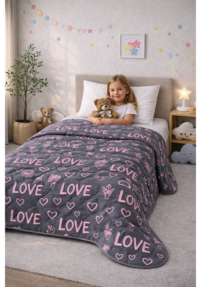Laila Kapitone Pamuklu Tek Kişilik 160 X 230 Cm Pike Fuşya
