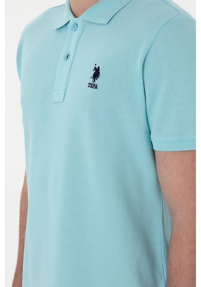 U.S. Polo Assn. Erkek Slim Fit Polo Yaka Açık Mavi Basic Tişört 50298041-VR007