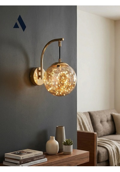 Glow Cam Peri Led Aplik Gold & Gümüş Gövde, Dekoratif Duvar Aydınlatma Gold