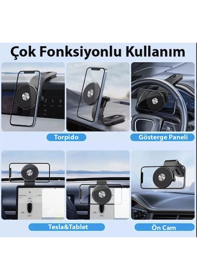 Manyetik Araç İçi Telefon Tutucu Torpido Üzeri Ekran Üzeri Kullanım İçin Tüm Araçlara Uyumlu