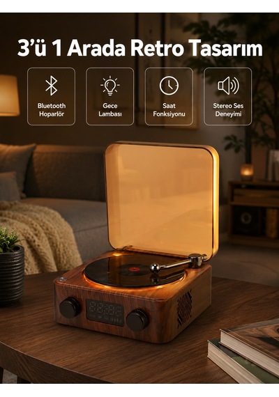 Stereo Bluetooth Hoparlör Gece Lambalı Ve Saat Göstergeli Yeni Nesil - Lisinya