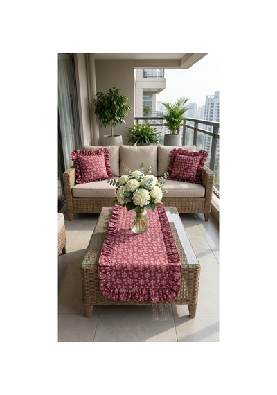 2 Adet %100 Pamuk Simli Bordo Kar Taneli Desenli Fırfırlı Kırlent Kılıfı 40x40 Bordo - 900757742 Bordo