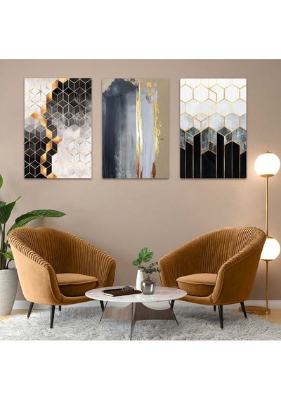 Modern Çizim Göçebe Kuş 3'lü Mdf Tablo Set