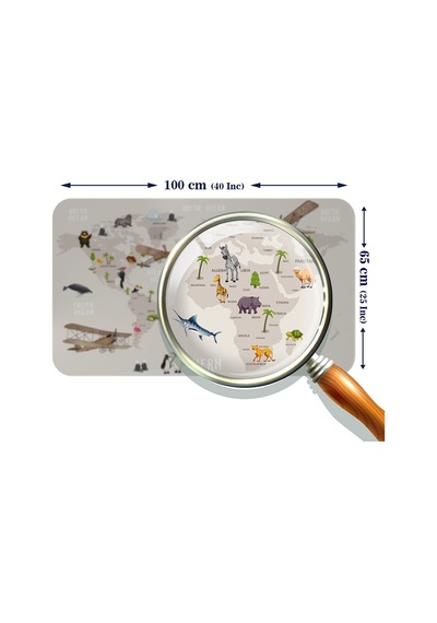 Eğitici Dünya Haritası Dünya Atlası Çocuk Ve Bebek Odası Duvar Sticker-60x105-3797 Çok Renkli