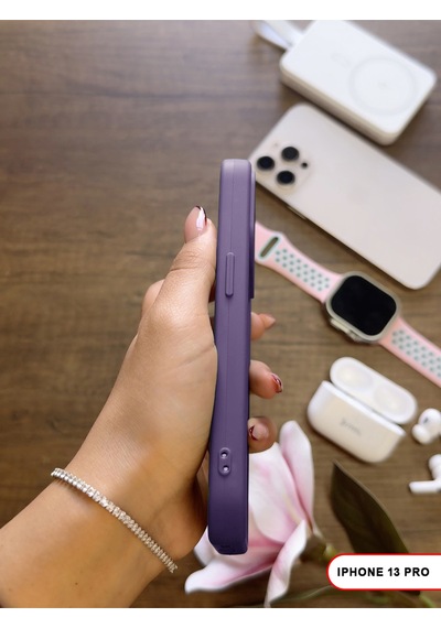 Apple iPhone 13 Pro Uyumlu Kamera Korumalı Darbeye Dayanıklı Renk Atmayan Keep Silikon Kılıf Mor
