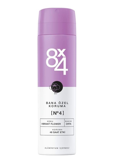 8x4 No.4 Vibrant Flower Kadin Sprey Deodorant 150ml 1 Paket 1 X 125 G