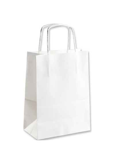 Kraft Çanta Beyaz 31X12X41 25 Adet Kağıt Poşet Çanta