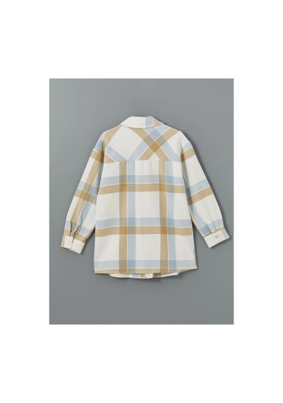 LC Waikiki Lcw Modest Açık Mavi Ekoseli Ekose Oversize Kadın Gömlek Tunik