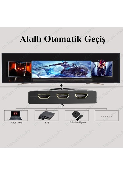 3 Port Hdmı Switcher 3 Giriş 1 Çıkışlı Hdmı Otomatik Switch