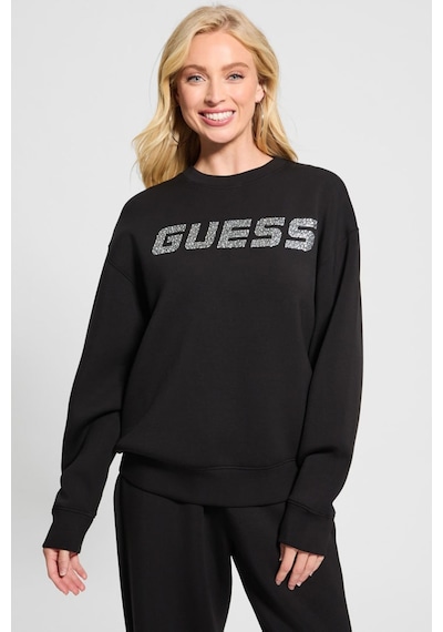 Guess Kadın Cecılıa Cn Önü Logolu Sweatshirt - Siyah Siyah