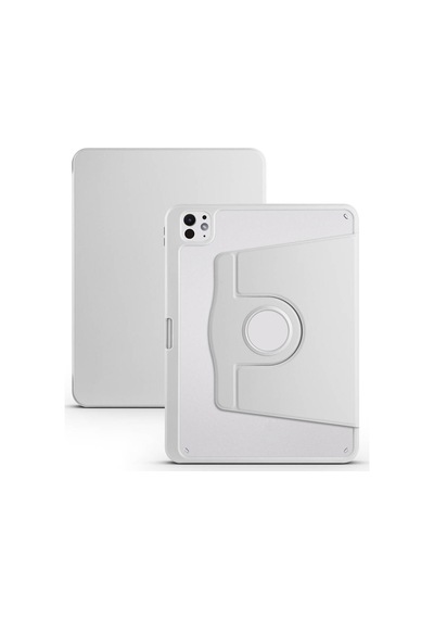 Apple Uyumlu iPad  Pro 11 2025 M5 Kılıf Mkst Termik Kalem Bölmeli Dönebilen Standlı Kılıf - Gri Tablet Kılıfı