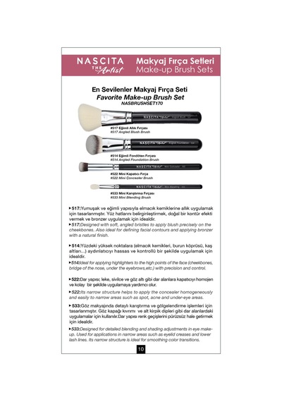 Nascita Artist Serie En Sevilenler Makyaj Fırça Seti Nasbrushset170