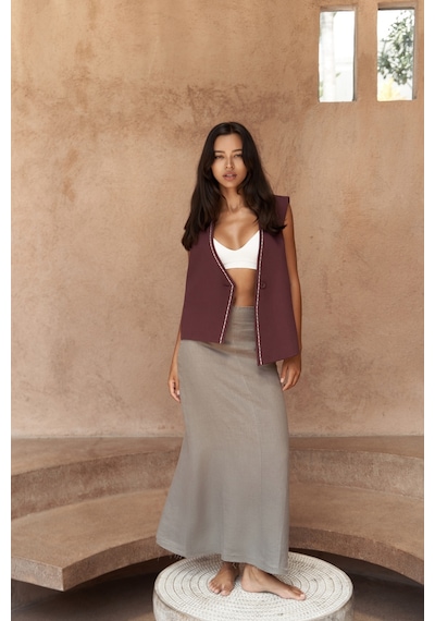 Mai Collection Mai Studios Co. Maysa Nakış Detay Bordo Yelek Bordo