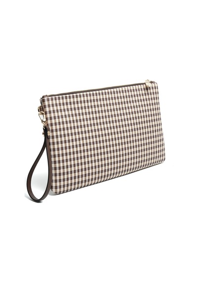 Silver Polo Sp1034 Kadın Portföy & Clutch Ekose Line Kare Kahve Sarı-kahve