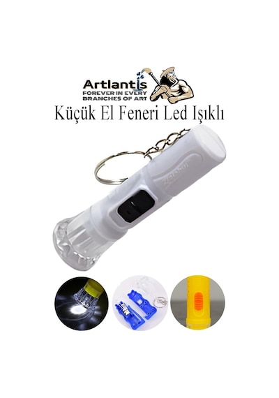 Küçük El Feneri Led Işıklı 1 Adet Anahtarlıklı Mini El Feneri İlk Yardım Feneri Deprem Feneri Karne Hediyesi Beyaz