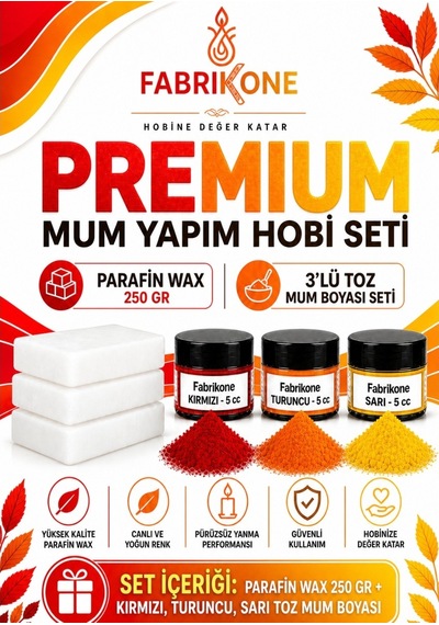 Premium Mum Yapım Hobi Seti - Parafin Wax 250 Gr - 3'lü Toz Mum Boyası Seti - Kırmızı, Turuncu, Sarı Bkfabpw2503ktsr Karışık