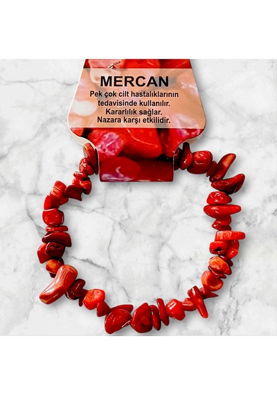 Mercan Kırıktaş Kartlı Ve Özel Kutulu Doğaltaş Bileklik Cilt Sağlığı, Kararlılık Ve Nazar İçin Kırmızı