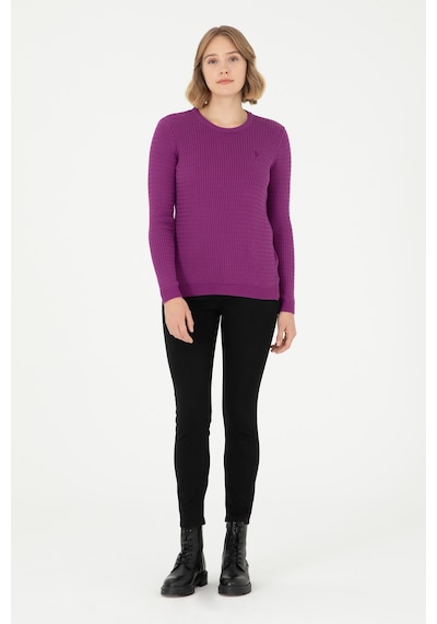 U.S. Polo Assn. Kadın Violet Bisiklet Yaka Basic Kazak 50288979-VR203