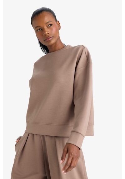 Defacto Defactofit Oversize Geniş Kalıp Bisiklet Yaka Modal Sporcu Sweatshirt E8954ax25aubn576 Kahve