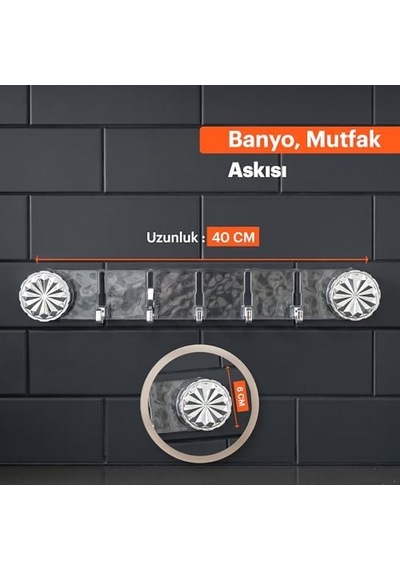 Vakumlu Ve Yapışkanlı Askı Mutfak Ve Banyo İçin Delme Gerektirmeyen Duvar Askılığı Acı Kahverengi