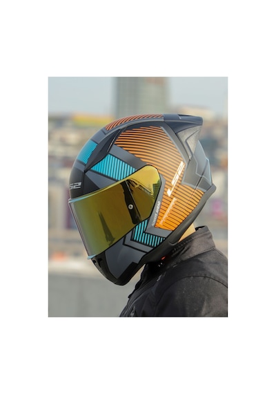 Rapıd 2 Race Extra Mat Gri-neon Turuncu Kask Sarı Camlı + Spoiler Mat Gri - Neon - Turuncu