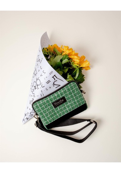 Bloominbag Shepherd Tweed Çapraz Çanta Yeşil - Siyah