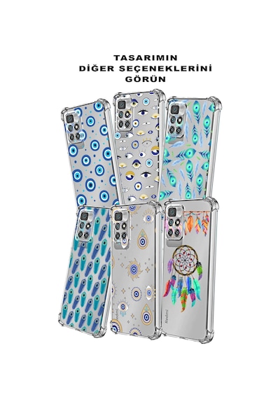 Prinrify Xiaomi Redmi Note 9s Uyumlu Nazar Boncuğu 2 Baskılı Şeffaf Köşe Korumalı Antişok Kılıf