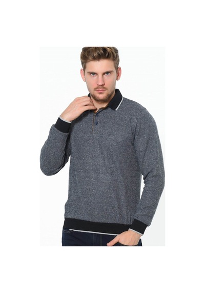 1038 Dewberry Erkek Sweatshırt-noktalı Lacivert