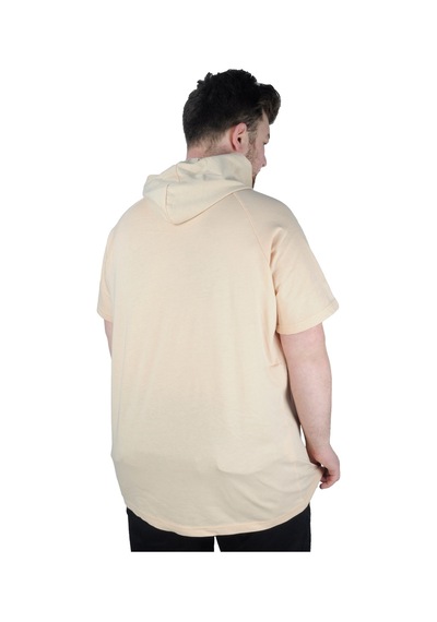 Mode Xl Büyük Beden Tshirt Kapşonlu Dbca 22119 Bej 001