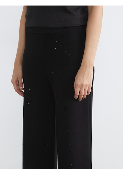 Lcw Comfort Siyah Beli Lastikli Taşlı Soft Touch Kadın Eşofman Altı